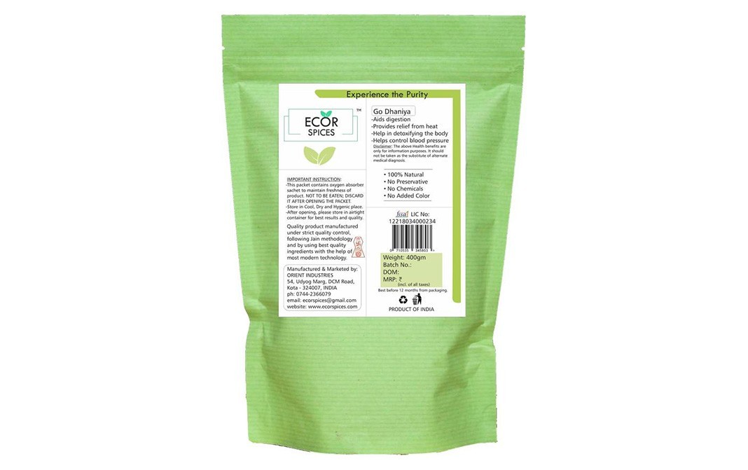 Ecor Spices Coriander Powder    Pack  400 grams
